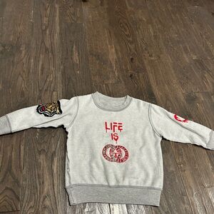 Designer Inspired Toddler Sweatshirt with Studded Detail and Patches Size 3T
